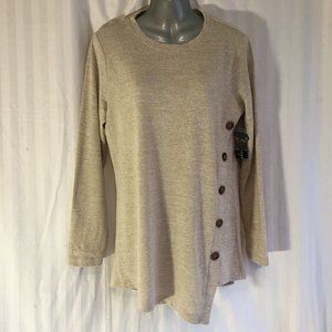 Lily Morgan Women’s Size Med Long Sleeve Sweater Lightweight Tan Beige New Tags